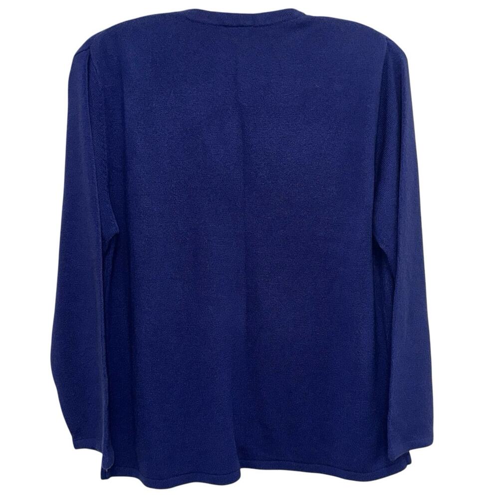 Beaded Cardigan Sweater Petite Large Purple Embroidered Button Front - Picture 3 of 6